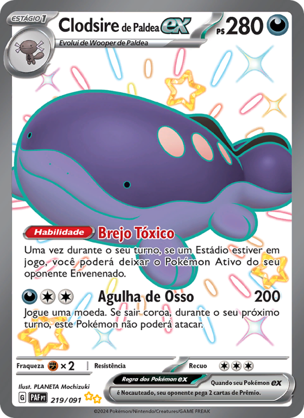 Clodsire de Paldea ex 219 — Paldeas Schicksale (Portuguese Pokémon TCG card)