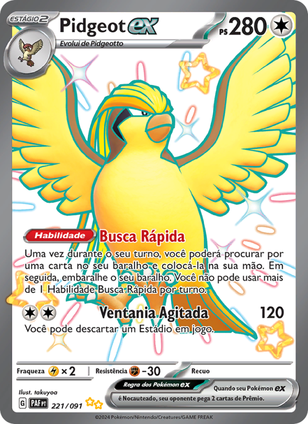 Pidgeot ex 221 — Destinos de Paldea (Portuguese Pokémon TCG card)
