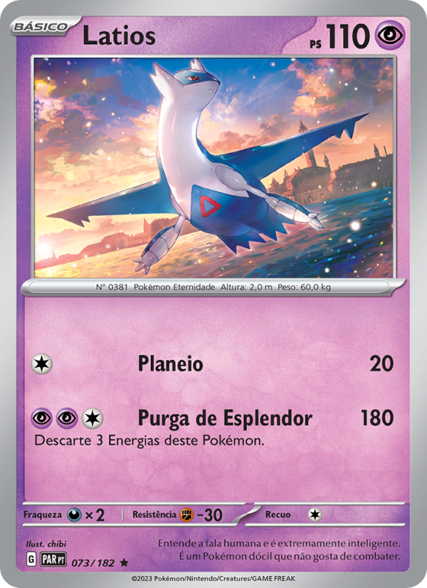 Latios 073 — Fenda Paradoxal (Portuguese Pokémon TCG card)