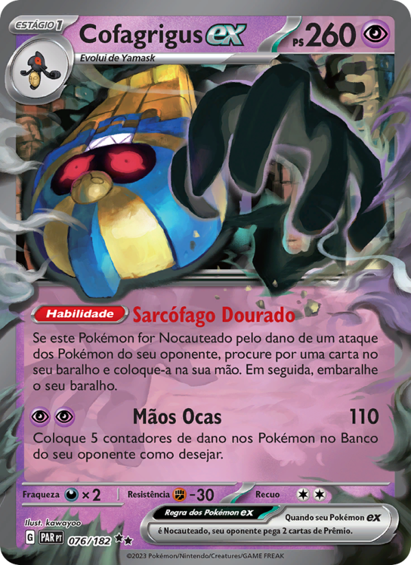 Cofagrigus ex 076 — Fenda Paradoxal (Portuguese Pokémon TCG card)