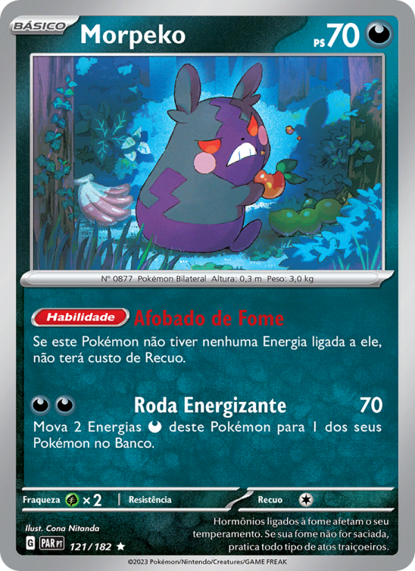 Morpeko 121 — Fenda Paradoxal (Portuguese Pokémon TCG card)