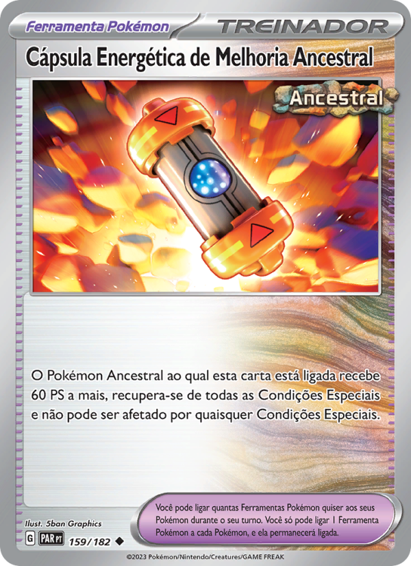 Cápsula Energética de Melhoria Ancestral 159 — Fenda Paradoxal (Portuguese Pokémon TCG card)