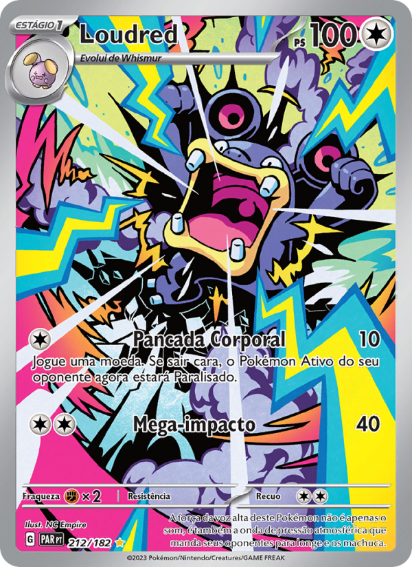 Loudred 212 — Paradox Rift (Portuguese Pokémon TCG card)