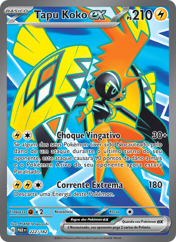 Tapu Koko ex 222 — Paradox Rift (Portuguese Pokémon TCG card)