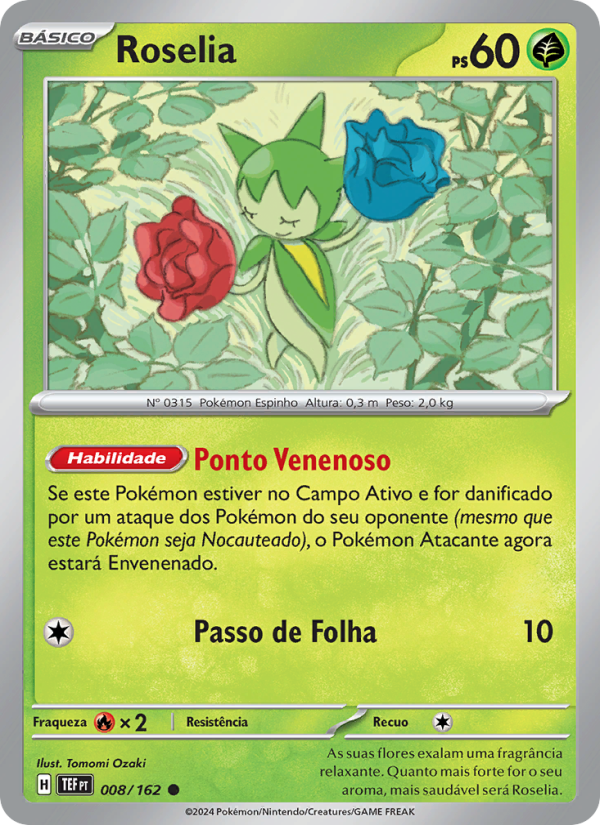 Roselia 008 — Forças Temporais (Portuguese Pokémon TCG card)