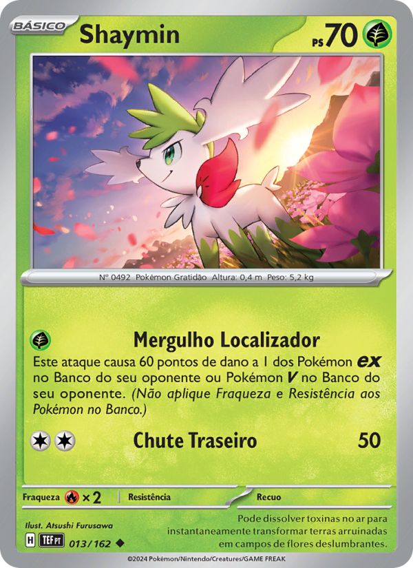 Shaymin 013 — Forças Temporais (Portuguese Pokémon TCG card)