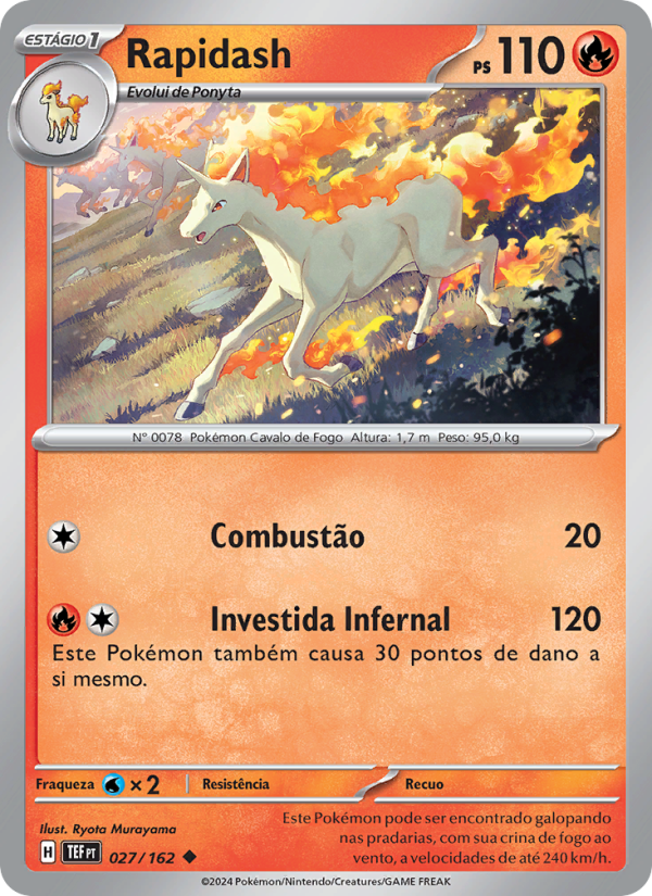 Rapidash 027 — Forças Temporais (Portuguese Pokémon TCG card)