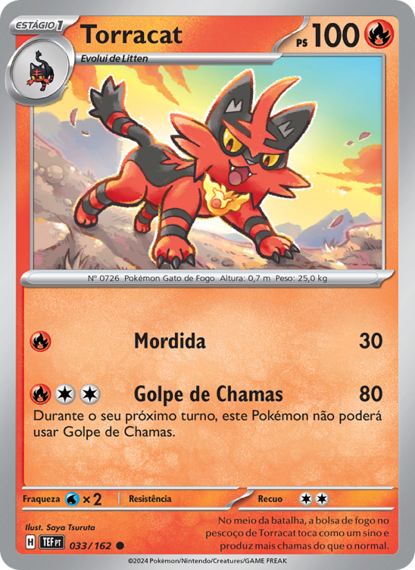Torracat 033 — Forças Temporais (Portuguese Pokémon TCG card)