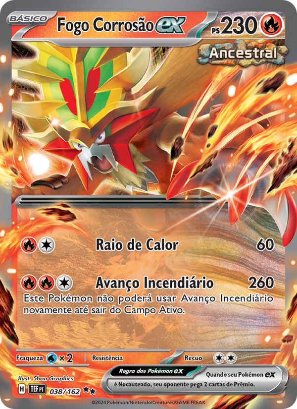 Fogo Corrosão ex 038 — Forças Temporais (Portuguese Pokémon TCG card)