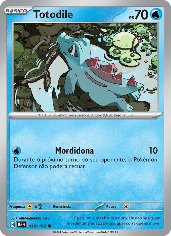 Totodile 039 — Forças Temporais (Portuguese Pokémon TCG card)