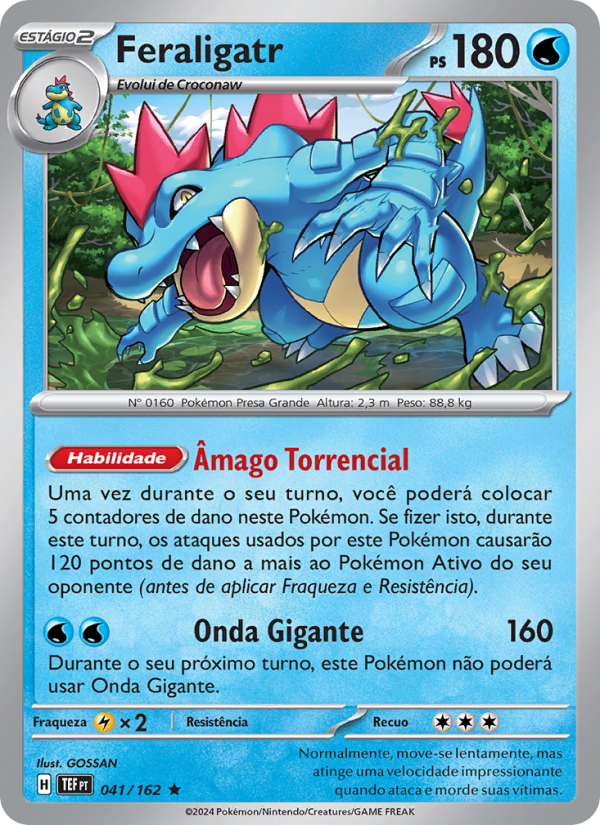 Feraligatr 041 — Forças Temporais (Portuguese Pokémon TCG card)