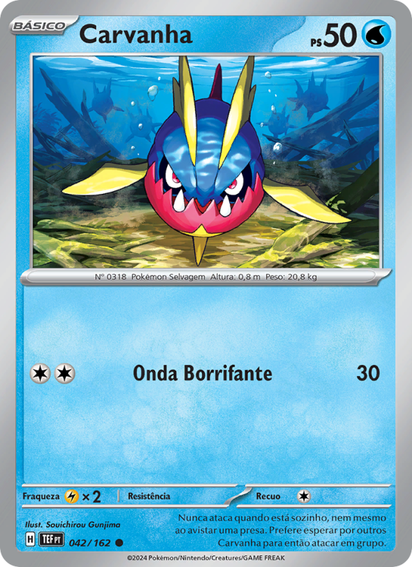 Carvanha 042 — Forças Temporais (Portuguese Pokémon TCG card)