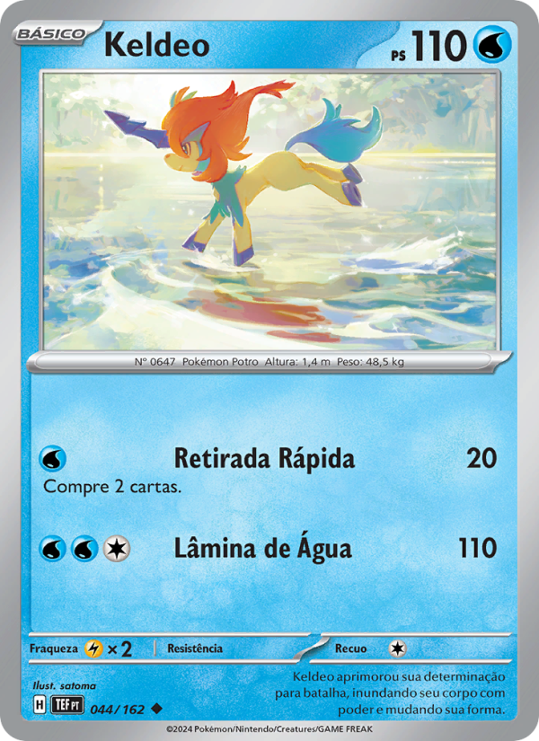 Keldeo 044 — Forças Temporais (Portuguese Pokémon TCG card)