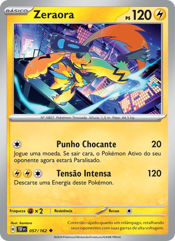 Zeraora 057 — Forças Temporais (Portuguese Pokémon TCG card)