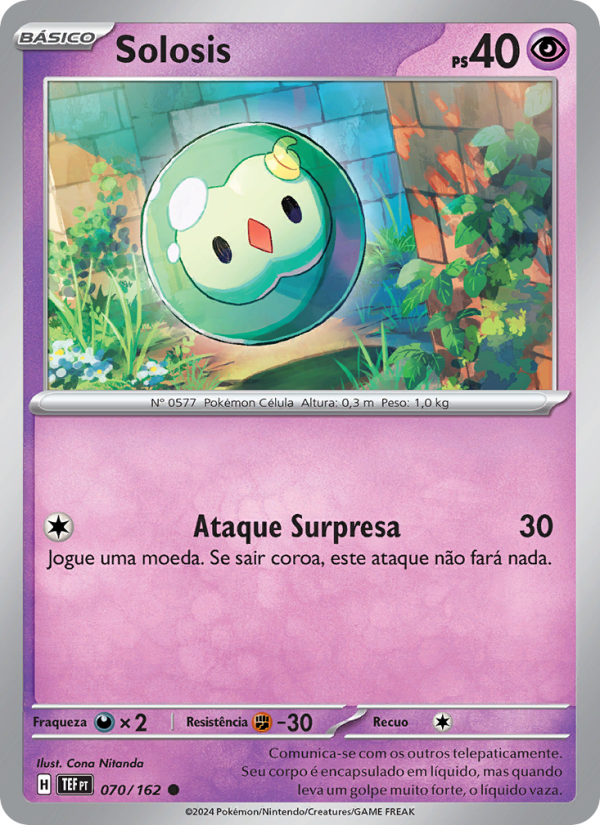 Solosis 070 — Temporal Forces (Portuguese Pokémon TCG card)
