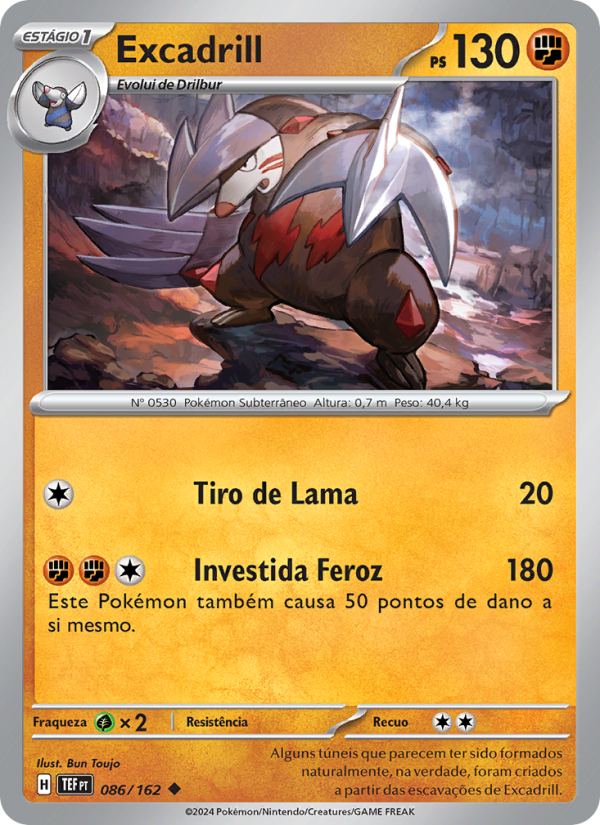 Excadrill 086 — Forças Temporais (Portuguese Pokémon TCG card)