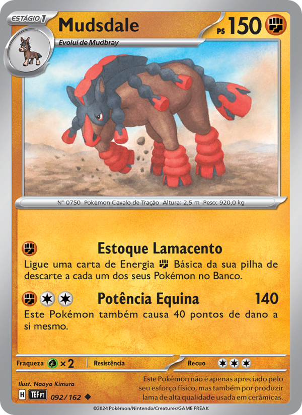Mudsdale 092 — Forças Temporais (Portuguese Pokémon TCG card)