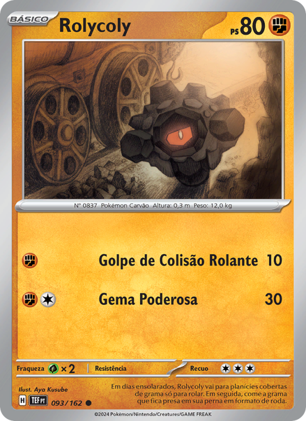 Rolycoly 093 — Forças Temporais (Portuguese Pokémon TCG card)