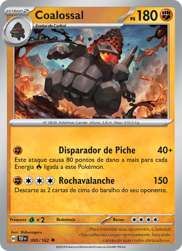 Coalossal 095 — Forças Temporais (Portuguese Pokémon TCG card)
