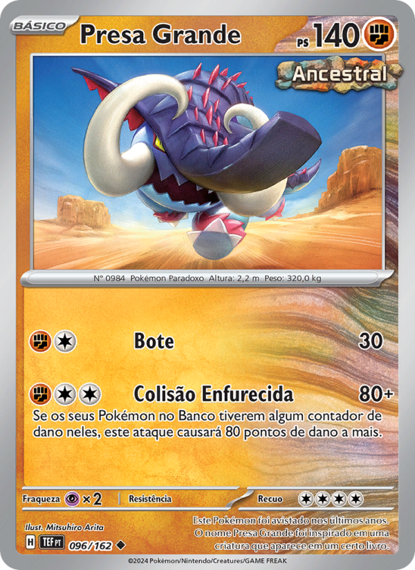 Presa Grande 096 — Forças Temporais (Portuguese Pokémon TCG card)