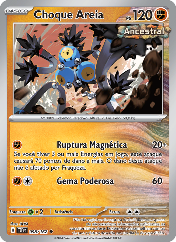 Choque Areia 098 — Forças Temporais (Portuguese Pokémon TCG card)