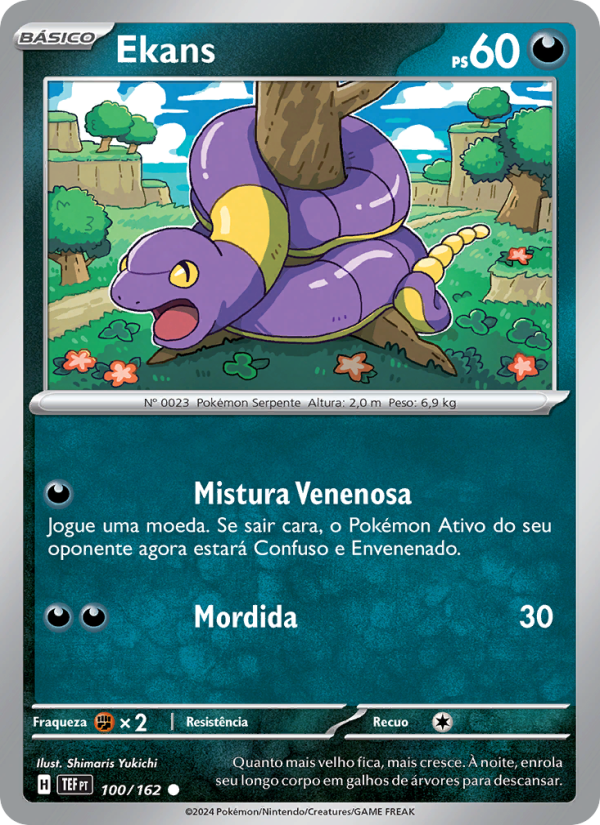 Ekans 100 — Forças Temporais (Portuguese Pokémon TCG card)