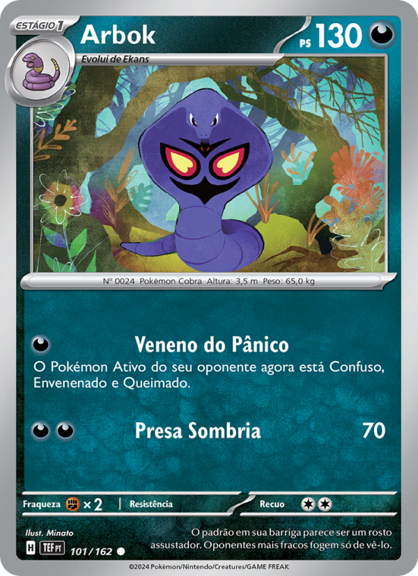 Arbok 101 — Forças Temporais (Portuguese Pokémon TCG card)