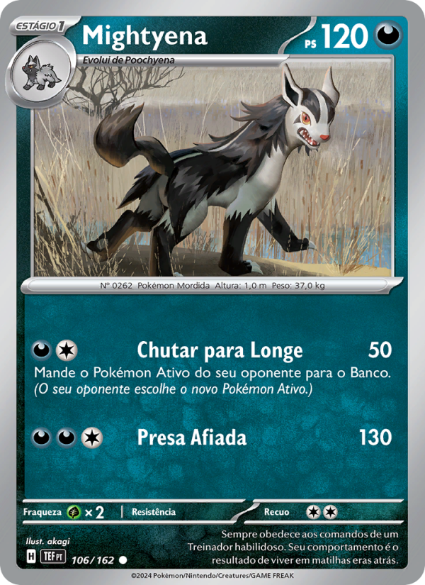 Mightyena 106 — Forças Temporais (Portuguese Pokémon TCG card)
