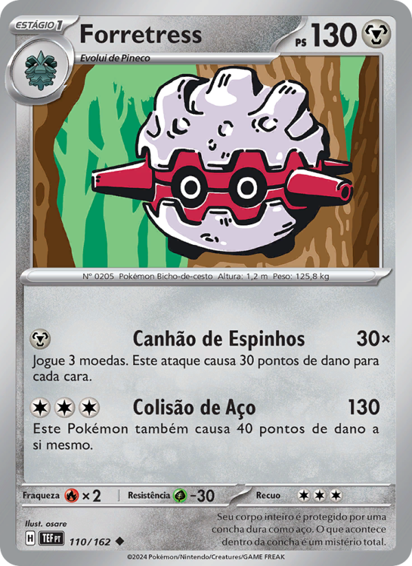 Forretress 110 — Forças Temporais (Portuguese Pokémon TCG card)