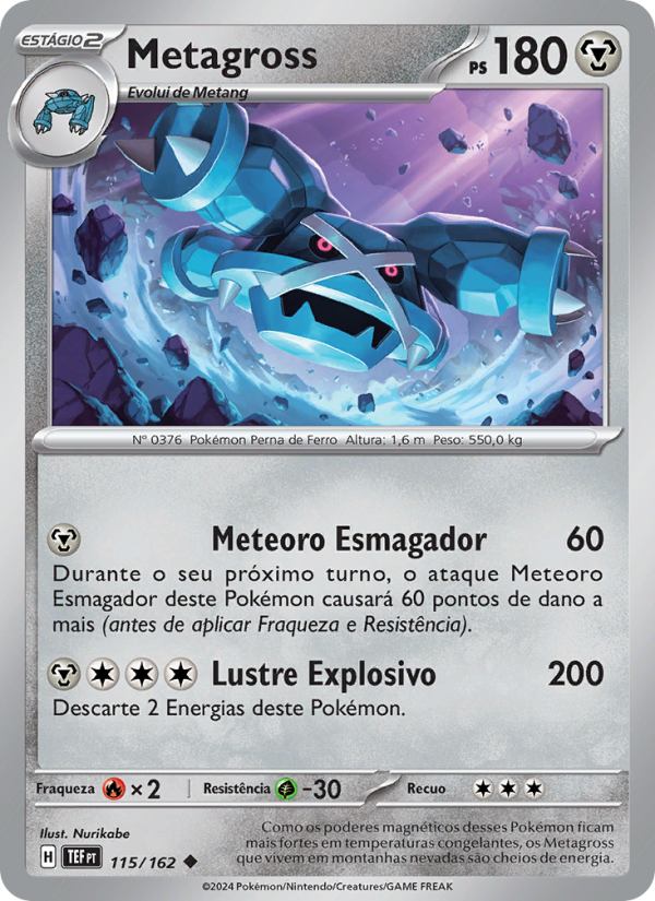 Metagross 115 — Forças Temporais (Portuguese Pokémon TCG card)