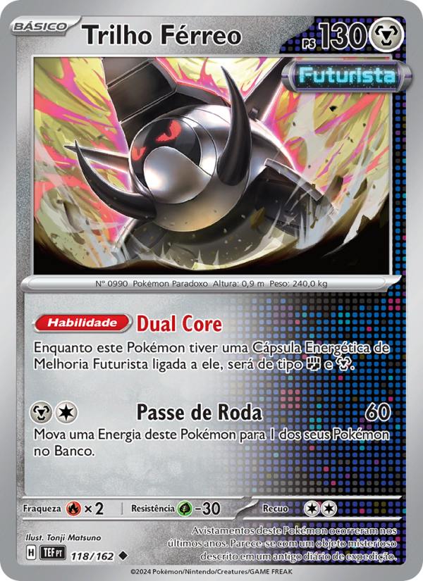 Trilho Férreo 118 — Forças Temporais (Portuguese Pokémon TCG card)