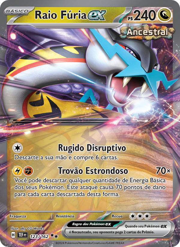 Raio Fúria ex 123 — Temporal Forces (Portuguese Pokémon TCG card)
