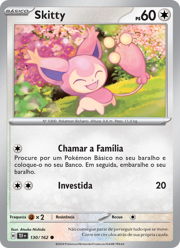 Skitty 130 — Forças Temporais (Portuguese Pokémon TCG card)