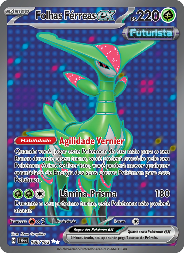 Folhas Férreas ex 186 — Temporal Forces (Portuguese Pokémon TCG card)