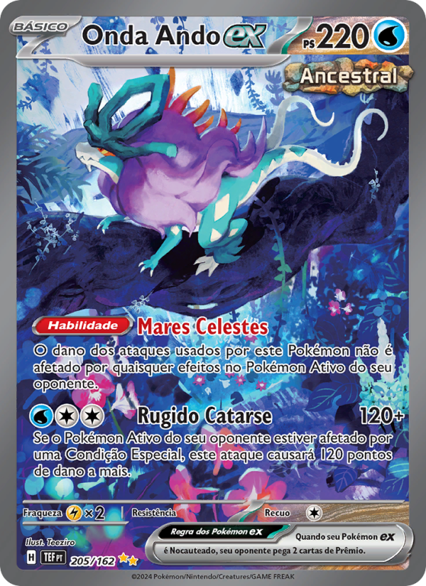 Onda Ando ex 205 — Forças Temporais (Portuguese Pokémon TCG card)