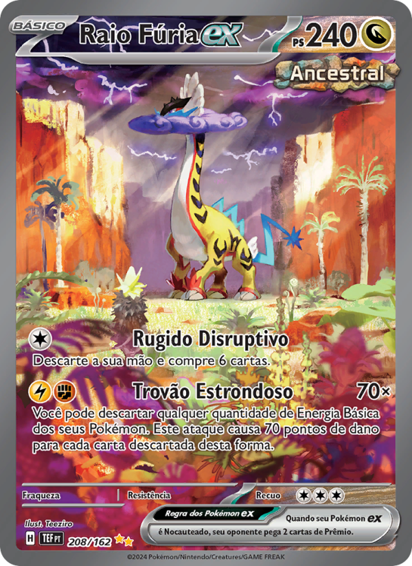Raio Fúria ex 208 — Forças Temporais (Portuguese Pokémon TCG card)