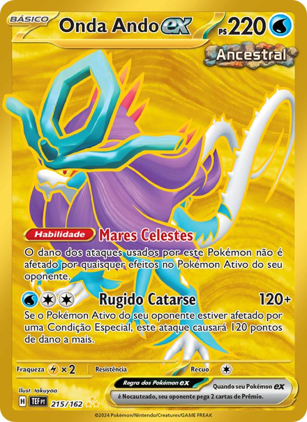 Onda Ando ex 215 — Forças Temporais (Portuguese Pokémon TCG card)
