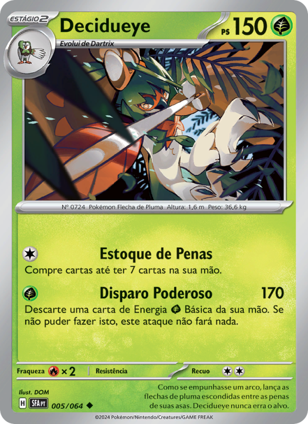 Decidueye 005 — Fábulas Nebulosas (Portuguese Pokémon TCG card)