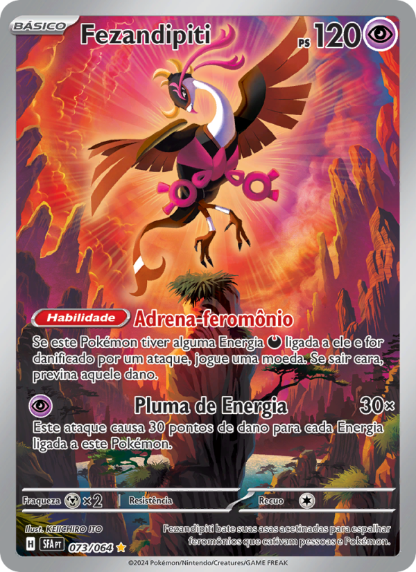 Fezandipiti 073 — Fábulas Nebulosas (Portuguese Pokémon TCG card)