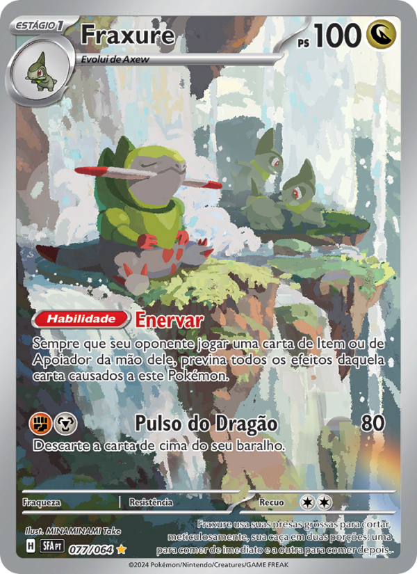 Fraxure 077 — Fábulas Nebulosas (Portuguese Pokémon TCG card)