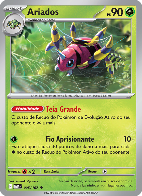 Ariados 005 — Máscaras do Crepúsculo (Portuguese Pokémon TCG card)