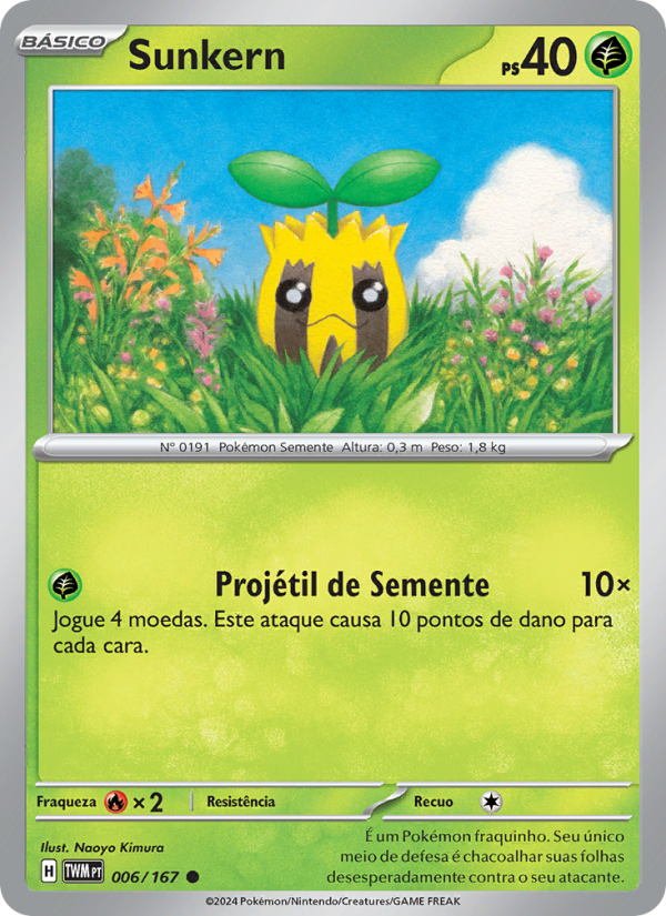 Sunkern 006 — Máscaras do Crepúsculo (Portuguese Pokémon TCG card)