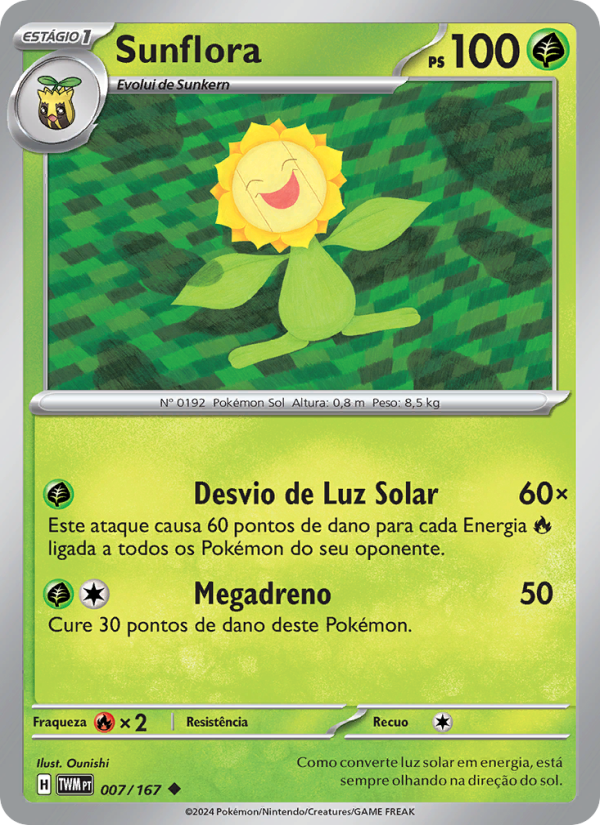 Sunflora 007 — Twilight Masquerade (Portuguese Pokémon TCG card)