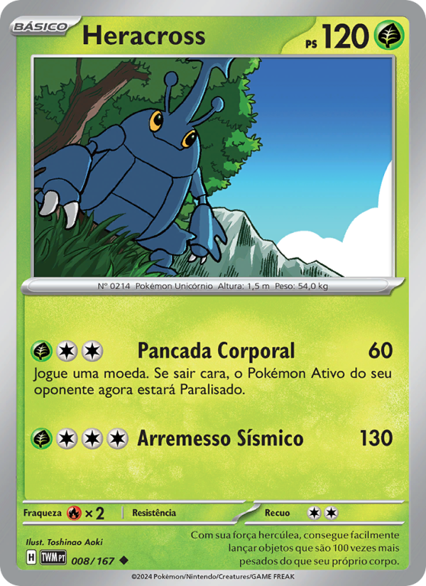 Heracross 008 — Twilight Masquerade (Portuguese Pokémon TCG card)