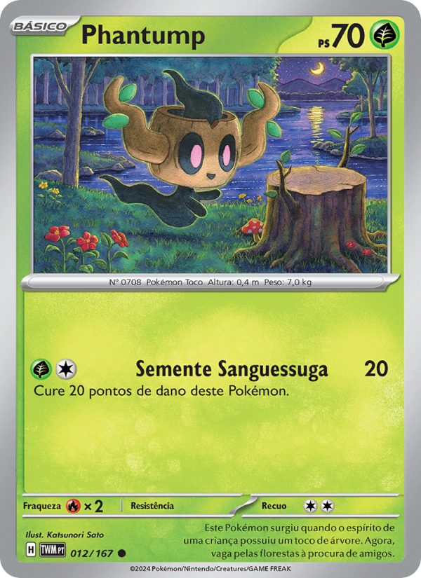 Phantump 012 — Máscaras do Crepúsculo (Portuguese Pokémon TCG card)