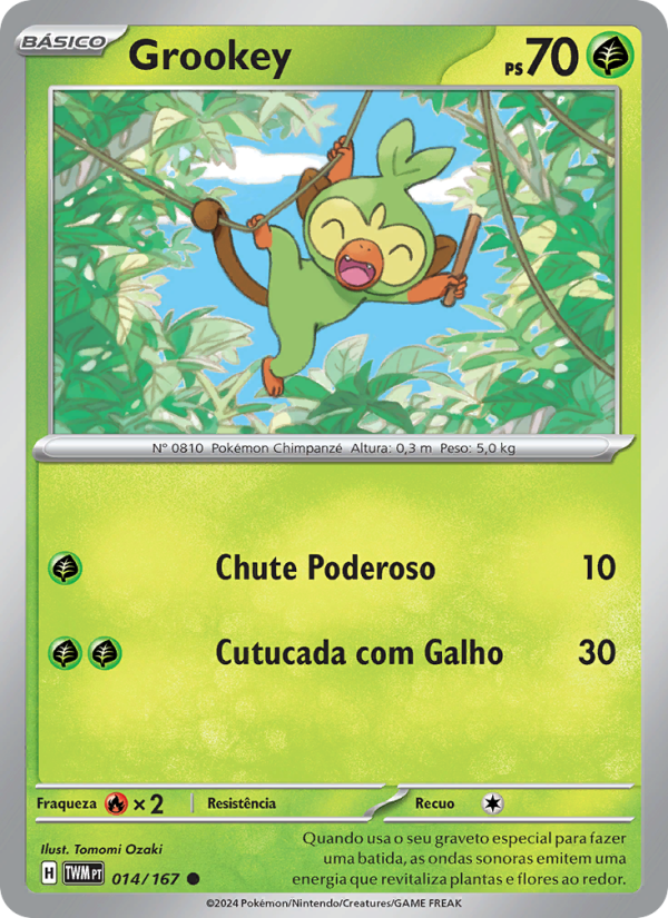 Grookey 014 — Máscaras do Crepúsculo (Portuguese Pokémon TCG card)