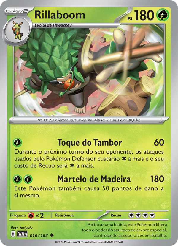 Rillaboom 016 — Máscaras do Crepúsculo (Portuguese Pokémon TCG card)
