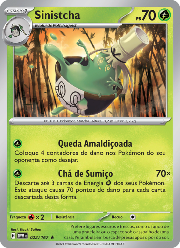 Sinistcha 022 — Máscaras do Crepúsculo (Portuguese Pokémon TCG card)