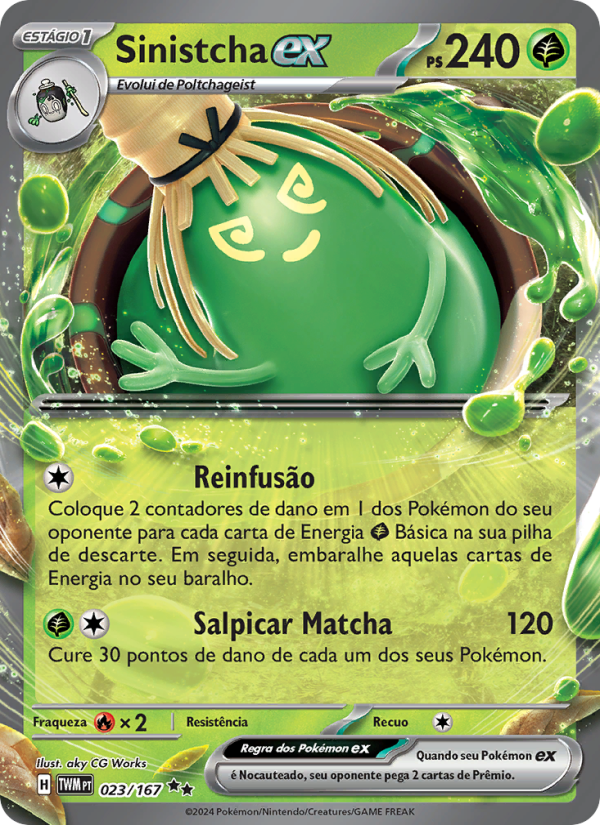 Sinistcha ex 023 — Máscaras do Crepúsculo (Portuguese Pokémon TCG card)