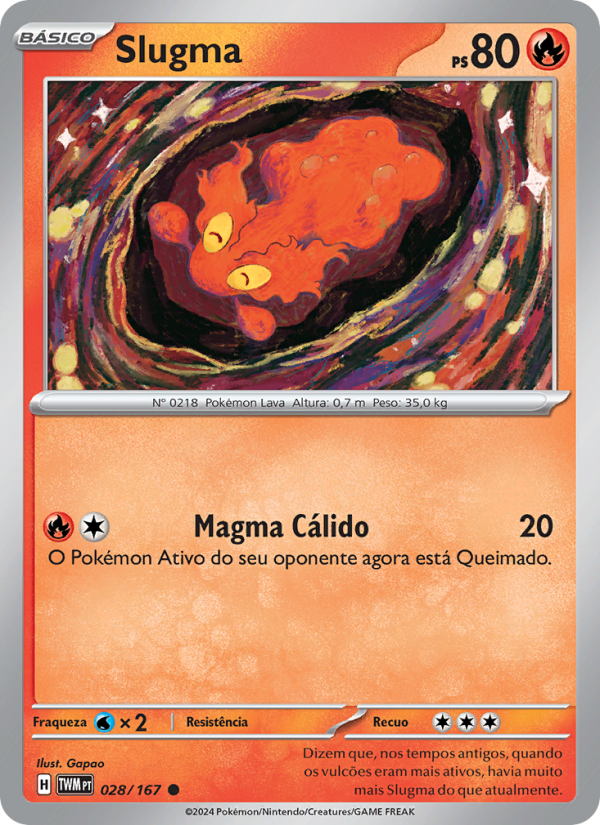 Slugma 028 — Máscaras do Crepúsculo (Portuguese Pokémon TCG card)